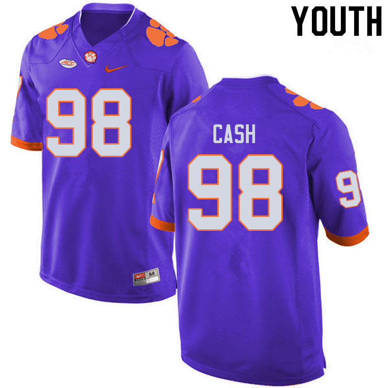 Youth #98 Logan Cash Clemson Tigers College Football Jerseys Sale-Purple - Click Image to Close